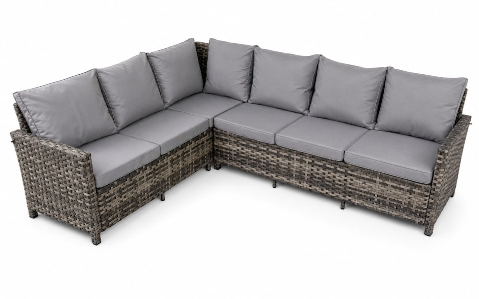 image 1 of The Maldives Grey Aluminium 9 Seat Corner Gas Firepit Rattan Dining Set