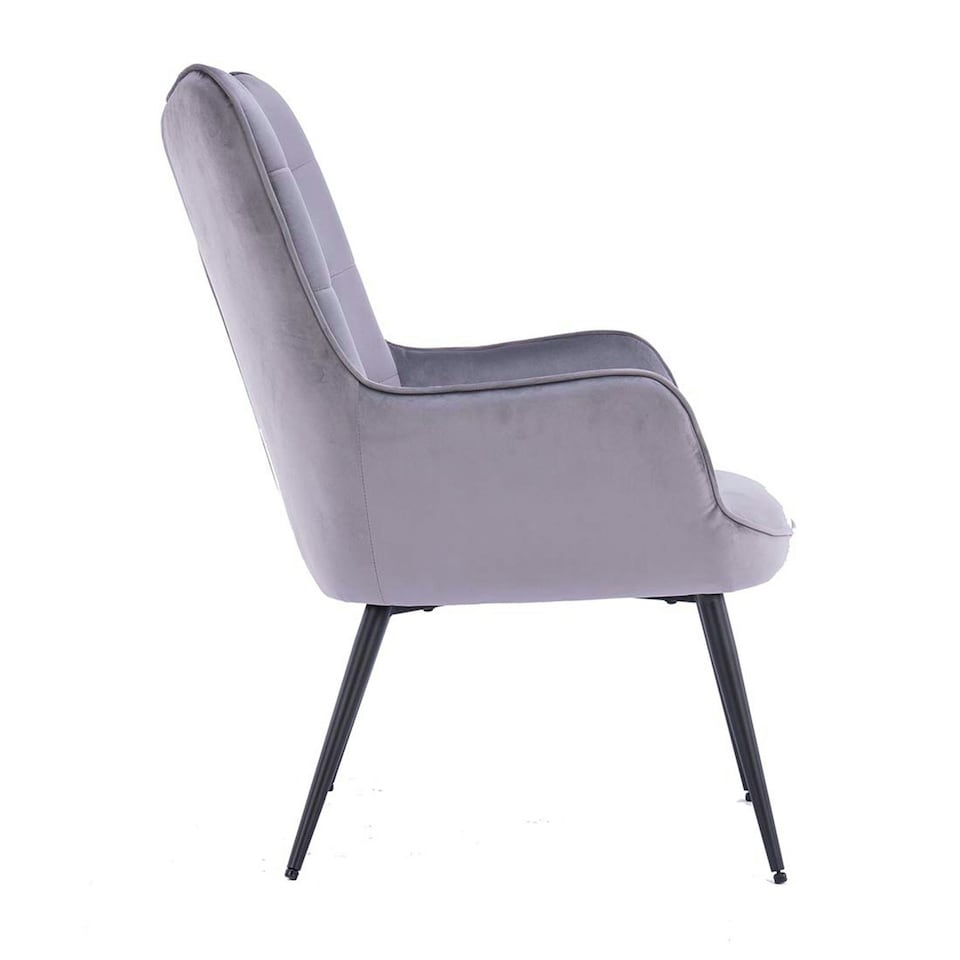 image 1 of Vera Velvet Occasional Living Room Modern Accent Chair (Grey)