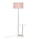 image 3 of ValueLights Tavel Brushed Chrome Silver Floor Lamp with Table and Pink Shade