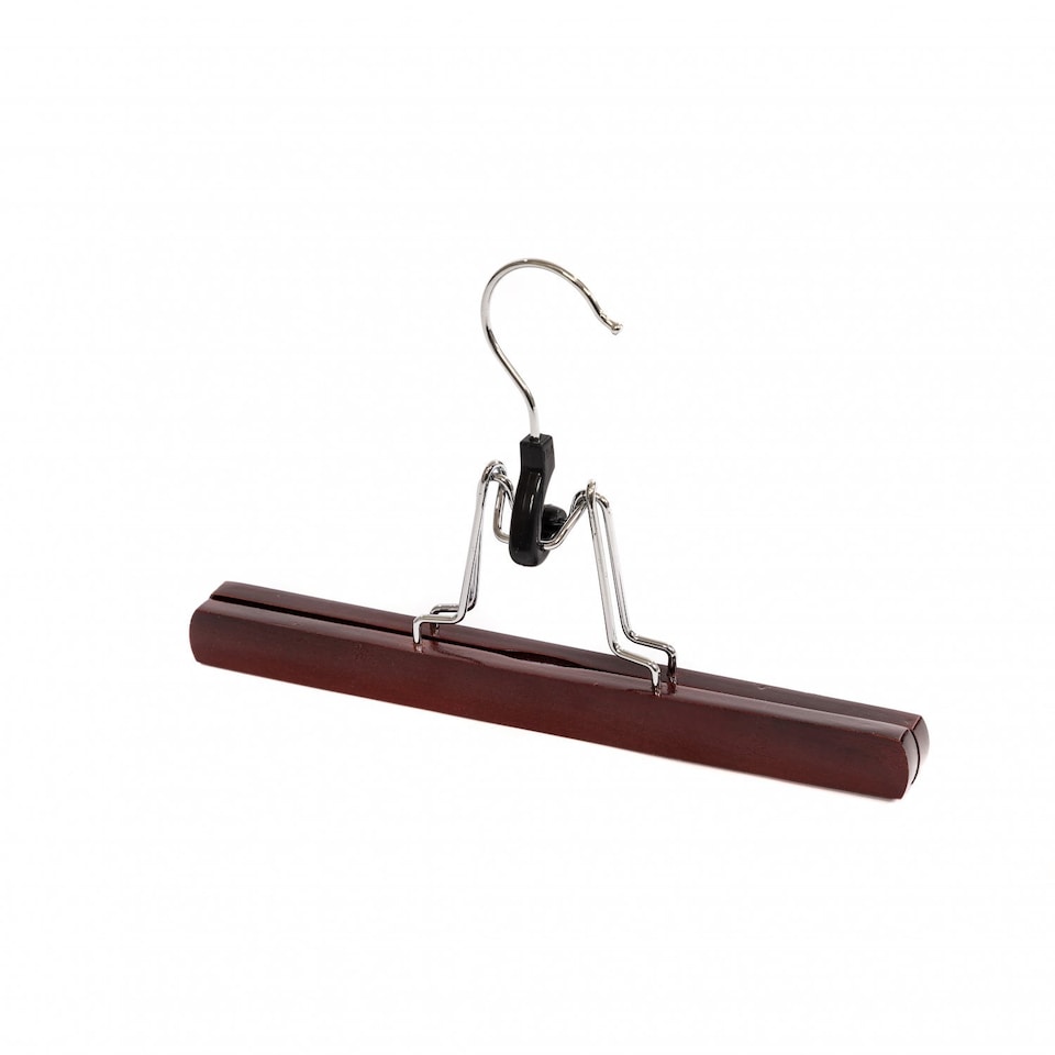 image 1 of Pack of 10 Brown Wooden Non-Slip Clothes Garment Coat Skirt Trouser Hangers