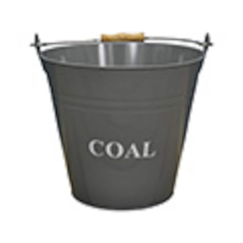 image 1 of Large Metal Fireside Fireplace Coal Bucket in French Grey