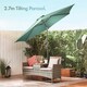 image 2 of VonHaus Steel Parasol Dark Green 2.7m & Base Set (12kg) Green | Black