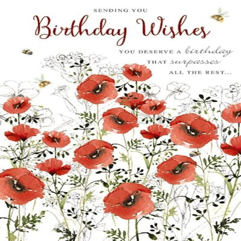 image 1 of Birthday Wishes Red Flowers Card
