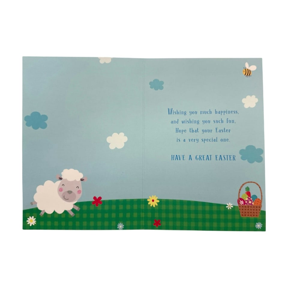 image 1 of For Grandson Cute Lamb with Eggs Design Easter Card