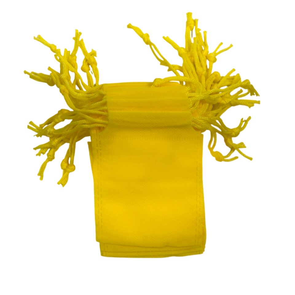image 1 of Pack of 25 Yellow Coloured 12x9cm Non-Woven Drawstring Bags | Yellow