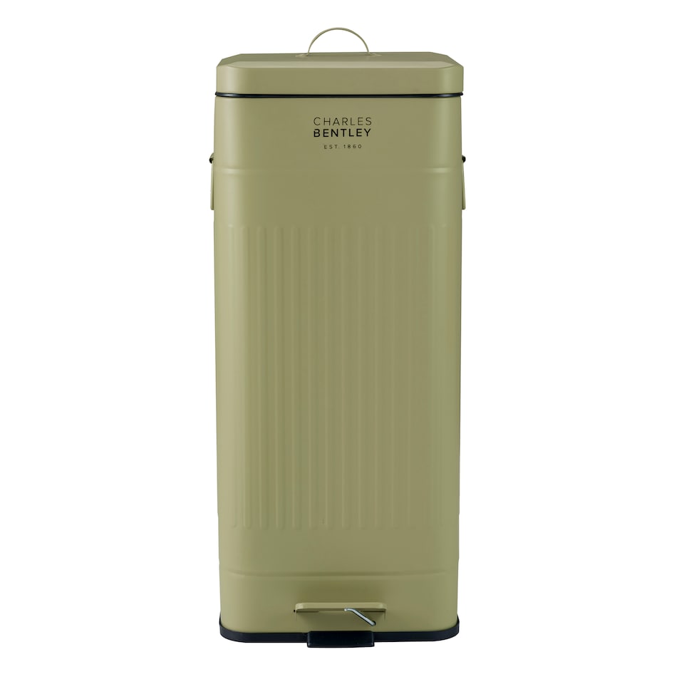 image 1 of Charles Bentley 30L Square Retro Kitchen Pedal Bin Sage Green