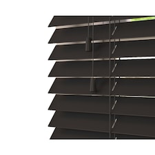 80cm Onyx Smooth Finish Faux Wood Venetian Blinds with Strings (120cm Drop) | Black | Black