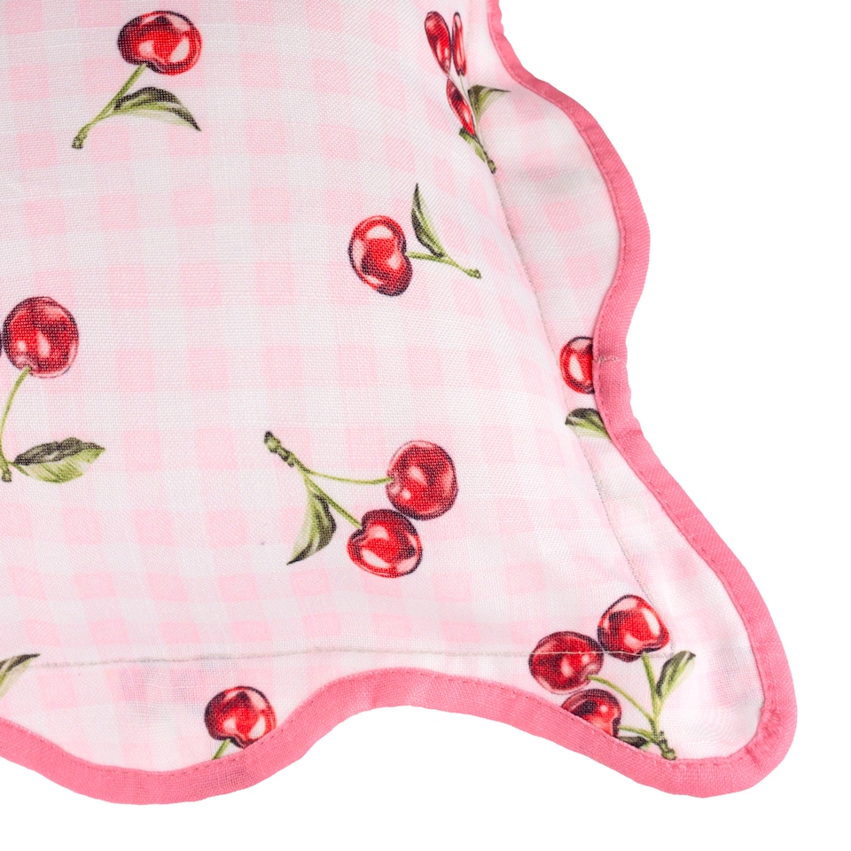 image 1 of Furn Fruits Cherries Gingham Check Outdoor Cushion | Pink | Pink