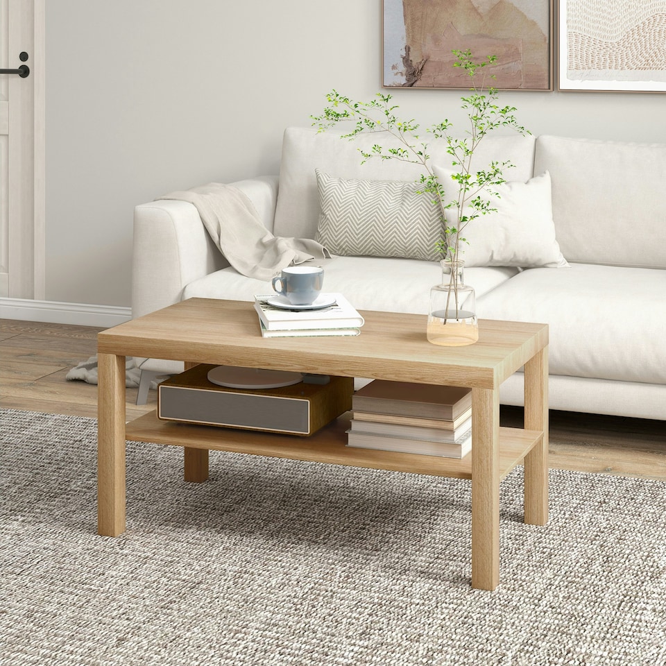 image 1 of HOMCOM Coffee Table with Storage Shelf, Rectangular Centre Table N/A