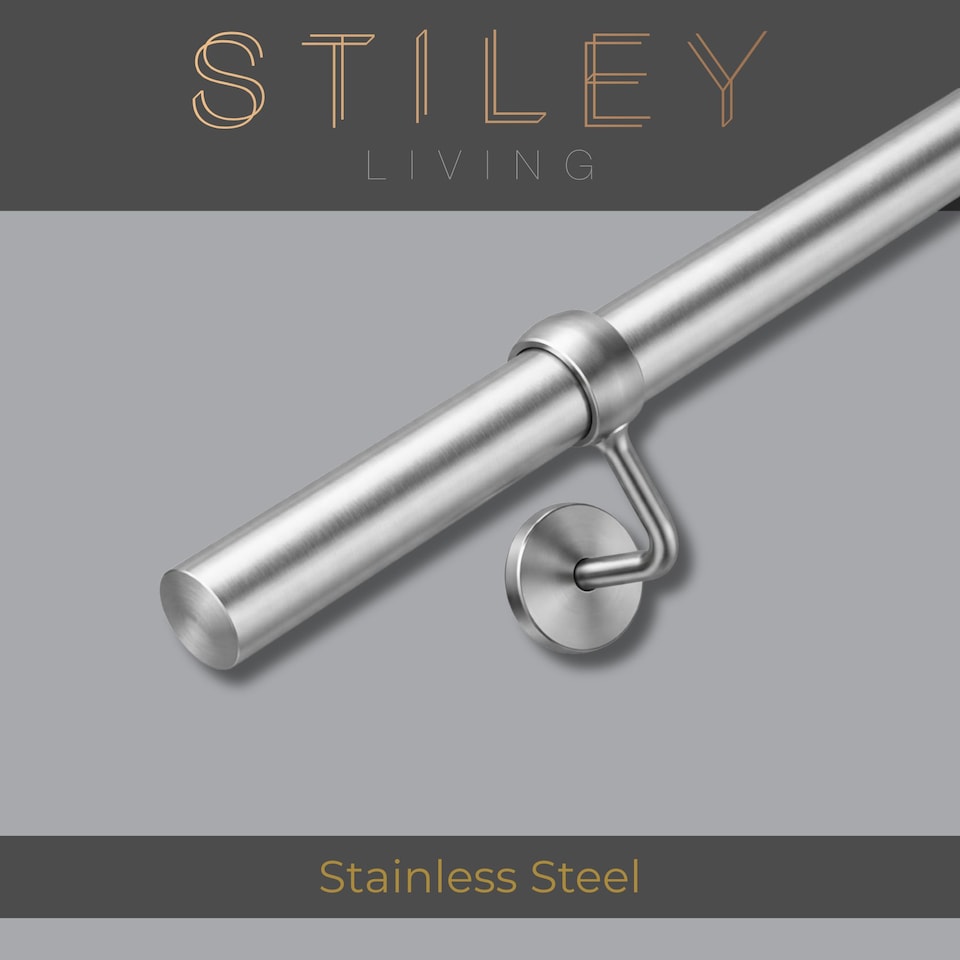 image 1 of Stiley Living Wall Mounted Handrail Kit, Banister System with Brackets and Fixings