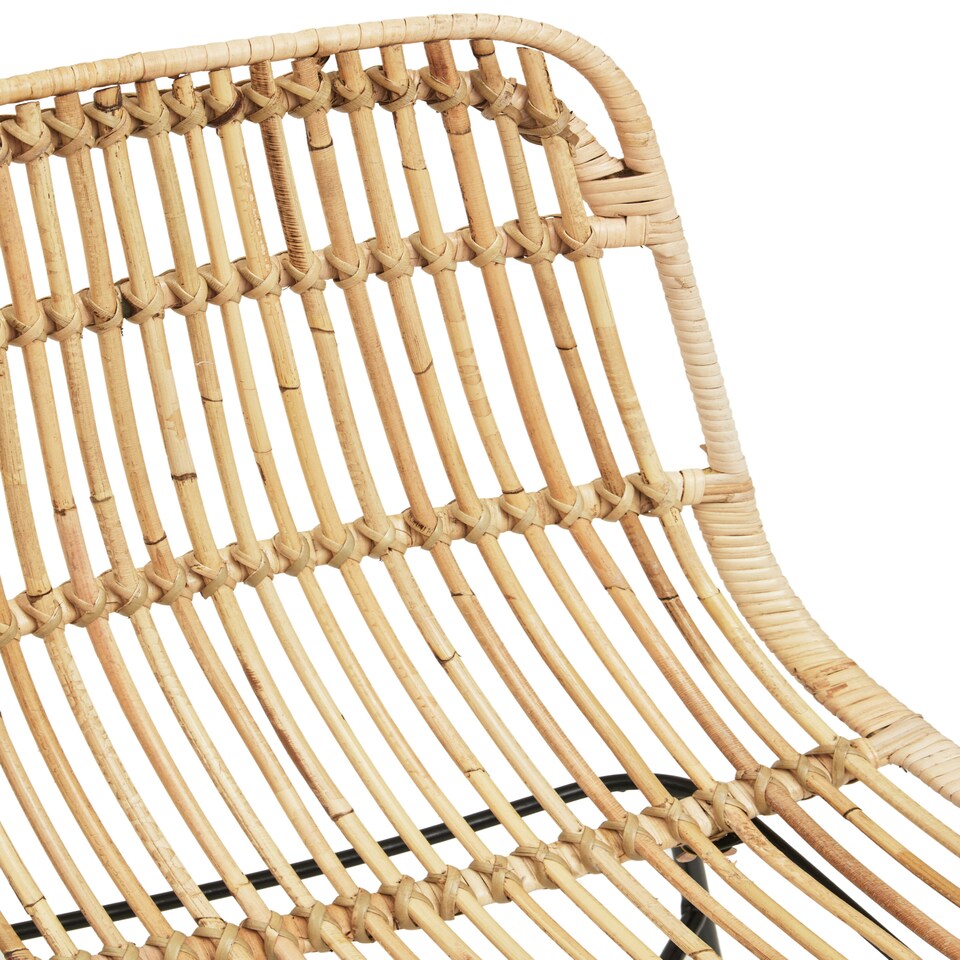 image 1 of Interiors by Premier Natural Rattan Chair with Black Metal Legs, Hand Woven Rattan Dining Chair, Outdoor Rattan Chair for Garden Brown