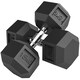 image 1 of HOMCOM 2x15KG Rubber Hex Dumbbell Portable Hand Weights for Home Gym