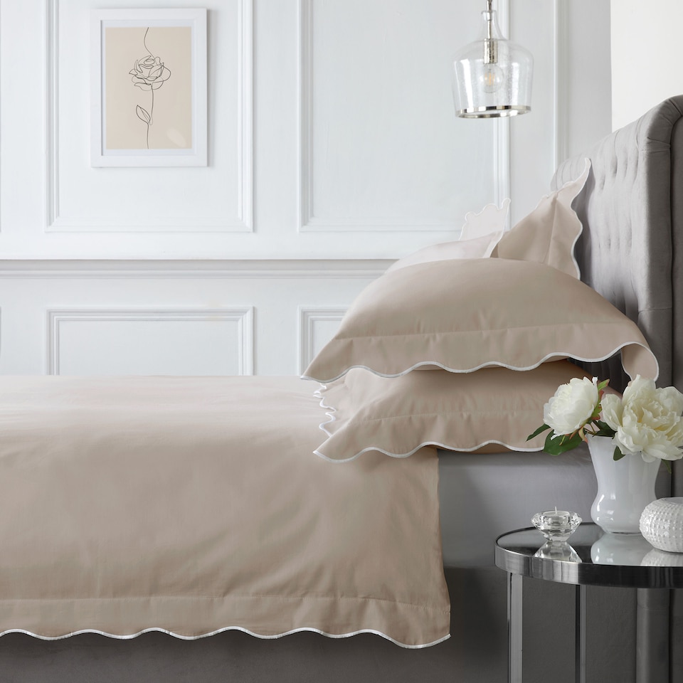 image 1 of Appletree Scallop Edge Duvet Cover Set Natural