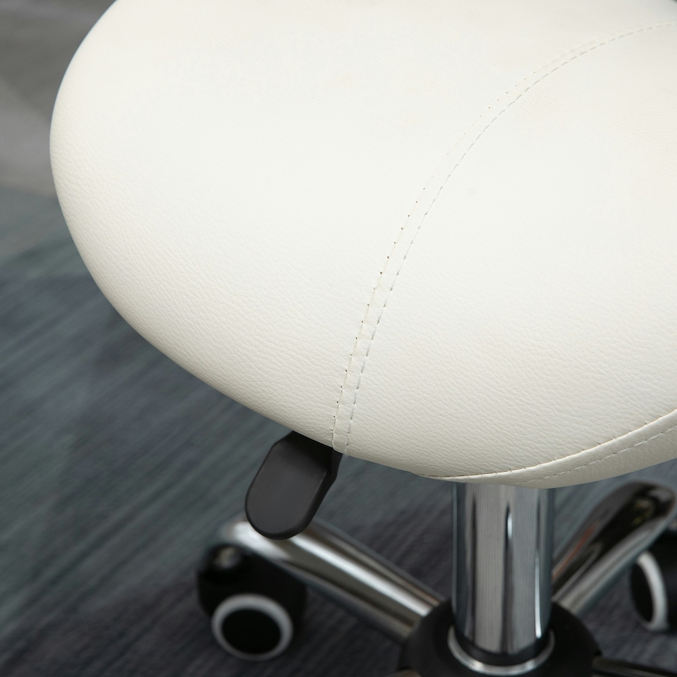 image 1 of HOMCOM PU Leather Saddle Stool w/ Moulded Padded Seat Adjustable Height Cream