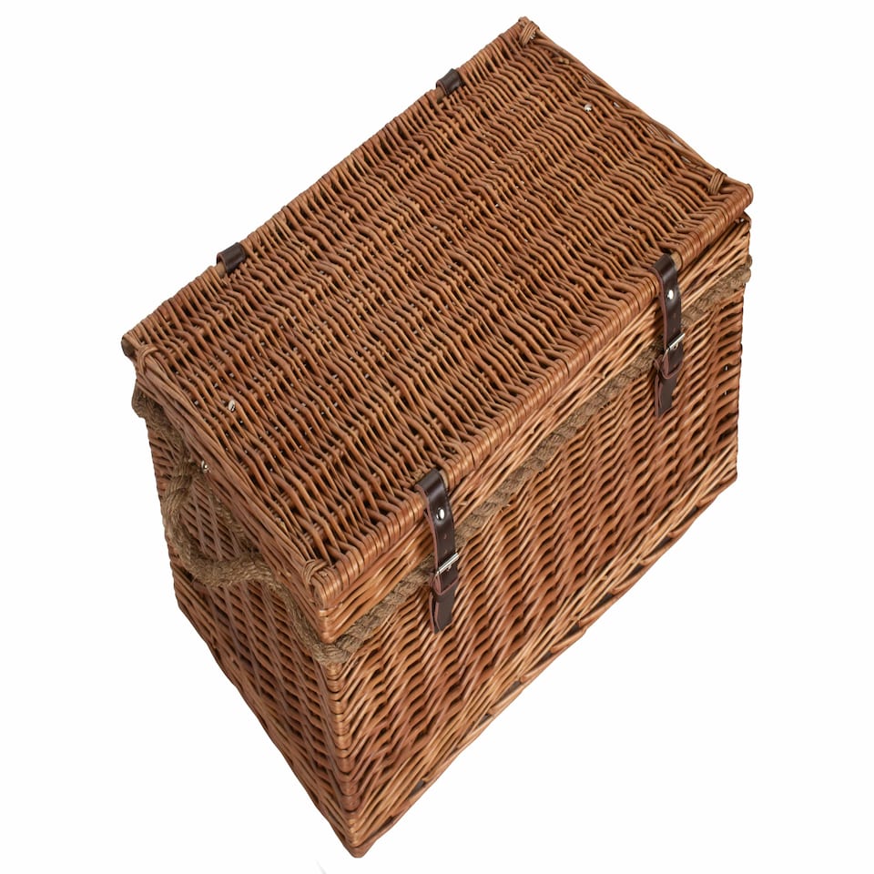 image 1 of Wicker 60cm Double Steamed Rope Handled Trunk Brown | Brown | One Size