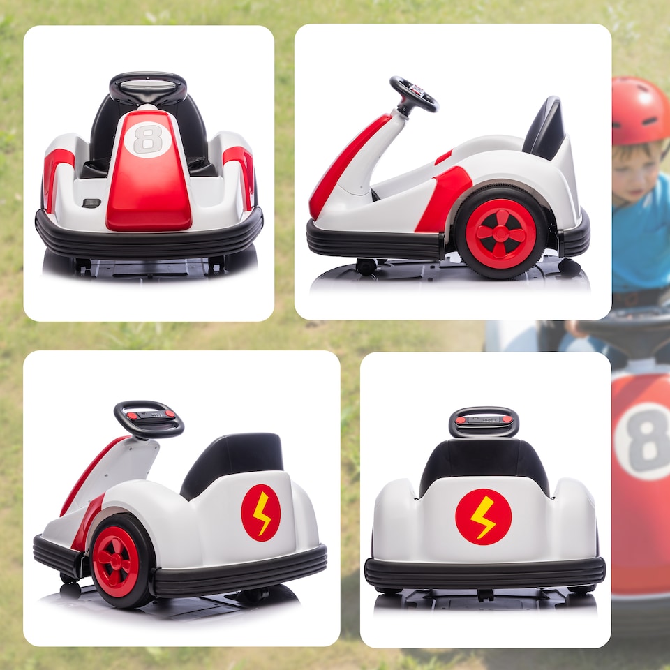 image 1 of AIYAPLAY Kids Bumper Car, Electric Ride-on, 6V 360-Degree Spin Waltzer Car with Dual Motors, Music and Horn for Kids Ages 3-8 Years | Red