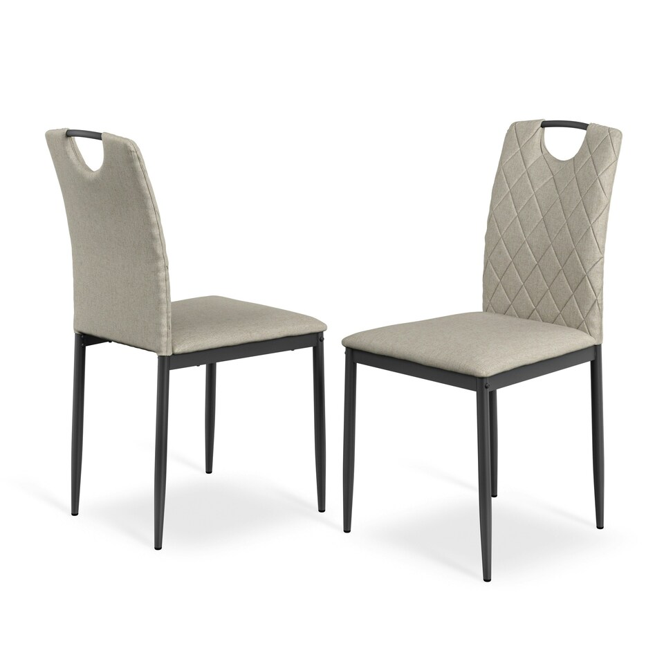 image 1 of Set Of 2 Monza Fabric Dining Chair Modern Padded Seat Metal Legs Kitchen Cream | Beige