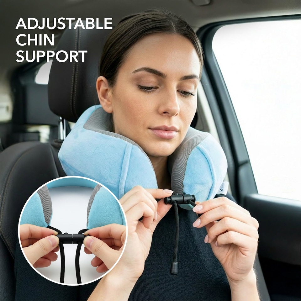 image 1 of Lugg Memory Foam Travel Neck Pillow with Adjustable Buckle and Washable Cover