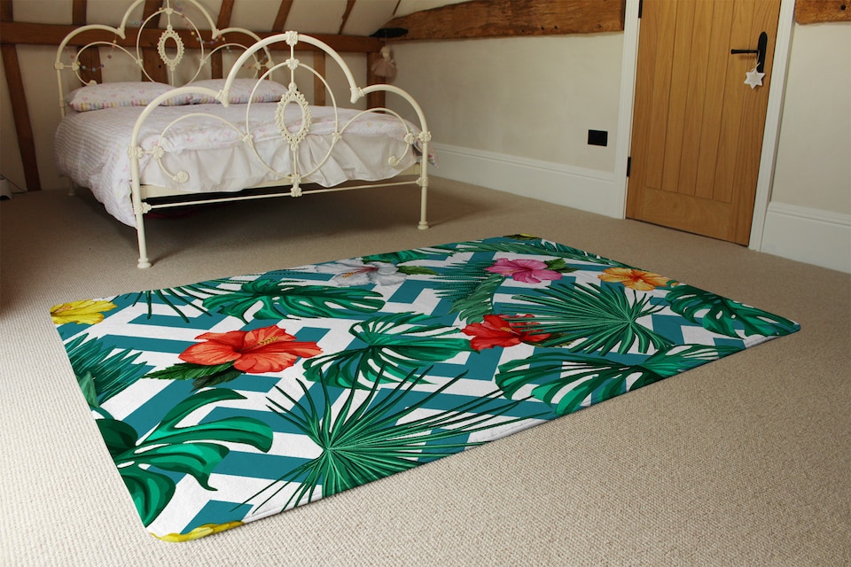 image 1 of Tropical Leaves & Geometrics Rug | Multi