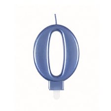 Metallic Steel Blue Number 0 Birthday Candle 9cm