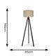 image 3 of ValueLights Barbro Black Tripod Floor Lamp Natural Shade Cream