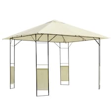 Outsunny 3 x 3 Meters Patio Garden Metal Gazebo Marquee Steel Frame with Canopy Awning Tent Water Resistant Cream
