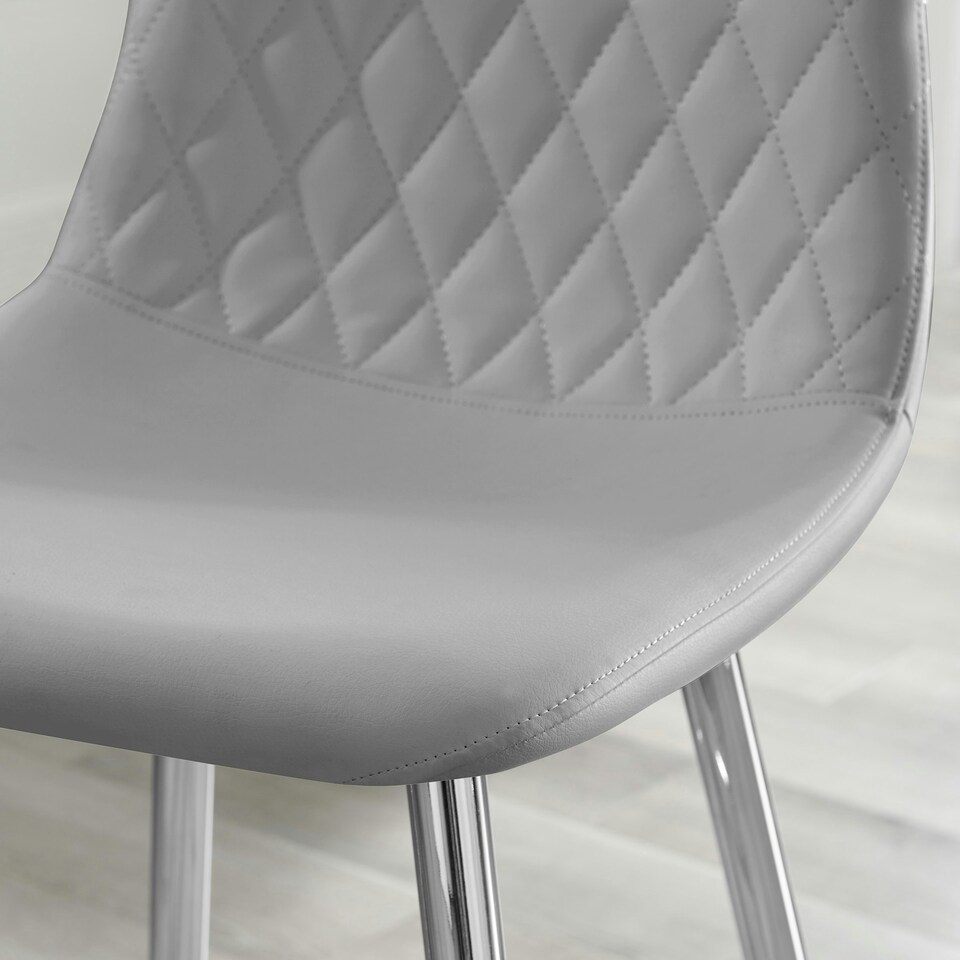 image 1 of Furniturebox Corona 2x Grey Faux Leather Silver Legs Bar Chair