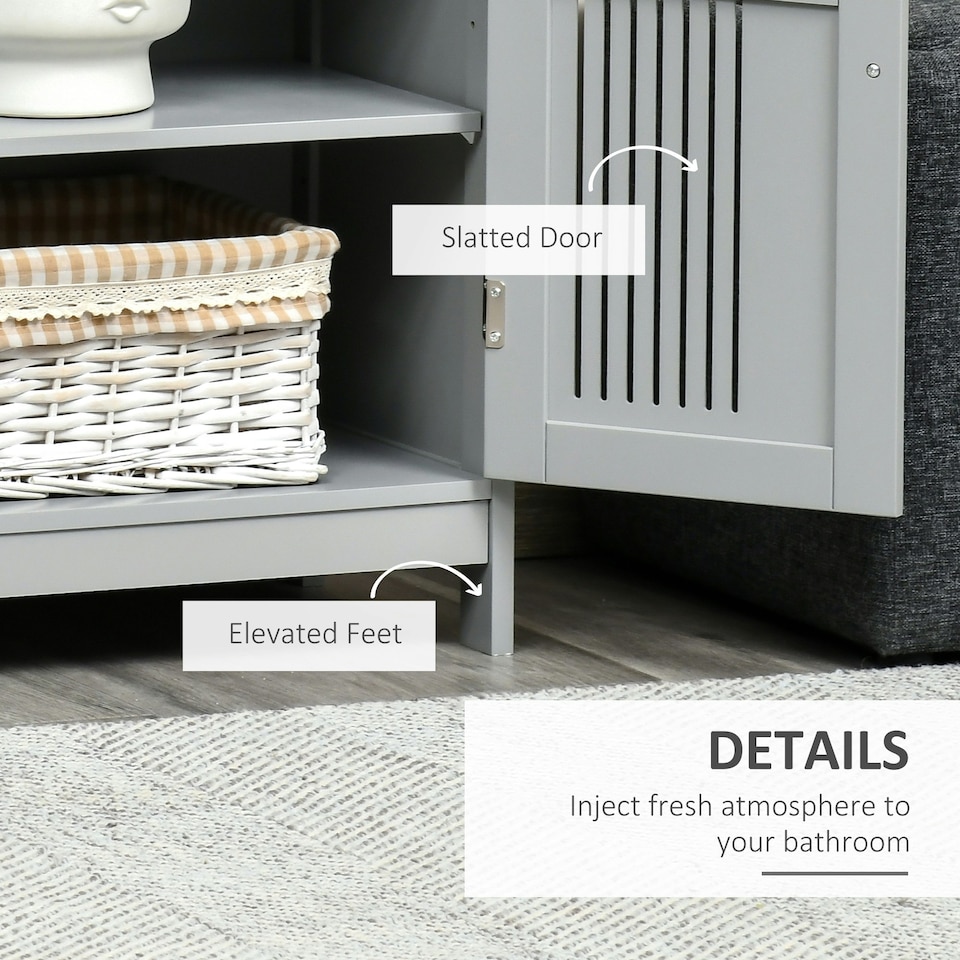image 1 of kleankin Bathroom Cabinet, Freestanding Floor Cabinet with Storage, Grey Grey