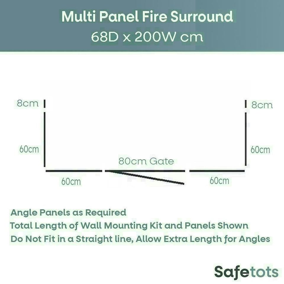 image 1 of Safetots Wooden Multi Panel Fire Surround, 68cm Deep x 200cm Wide, Natural Wood, 76cm Tall, Baby and Toddler Fire Guard, Safety Barrier for Fireplaces