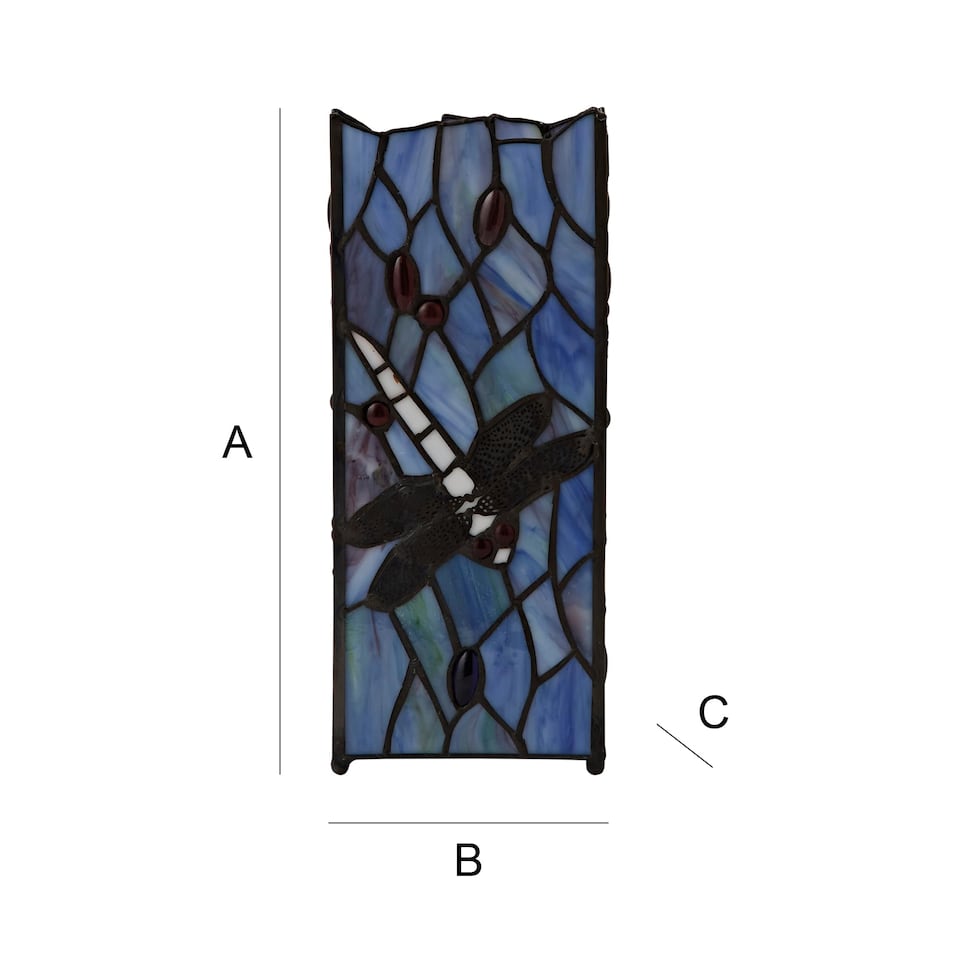 image 1 of ValueLights Tiffany Inspired Dragonfly Square Glass Table Lamp