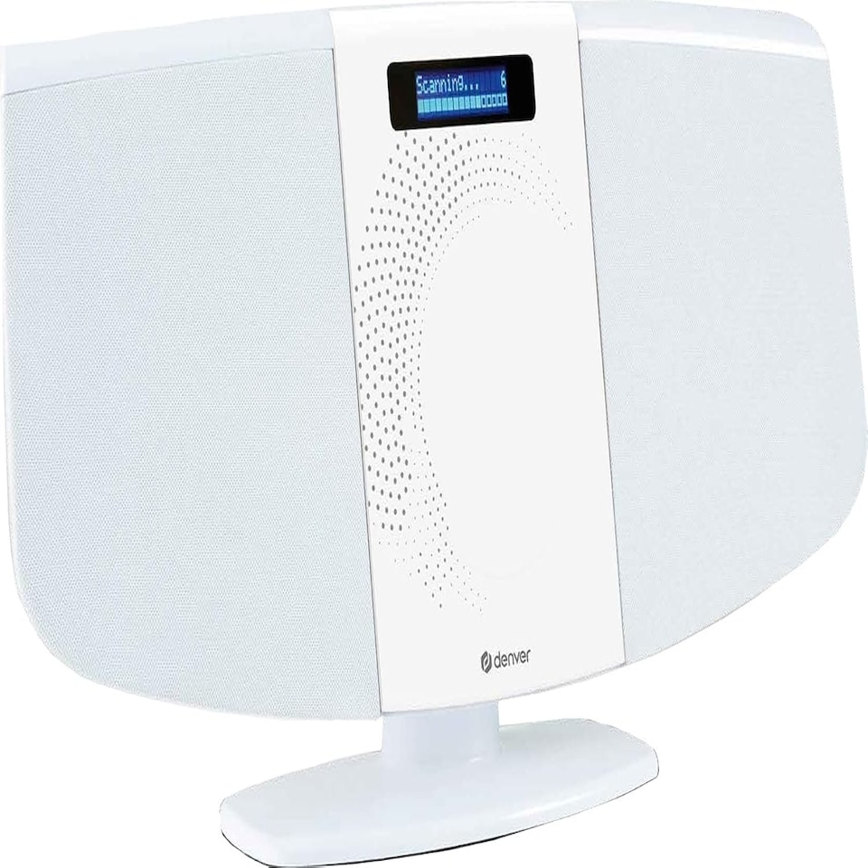 image 1 of Denver MDA-320 White Bluetooth DAB+ CD Player HiFi - Motorised Door, Stereo Speakers, Wall Mountable, Mains Power, LED Display, Remote Control, FM, USB, AUX IN