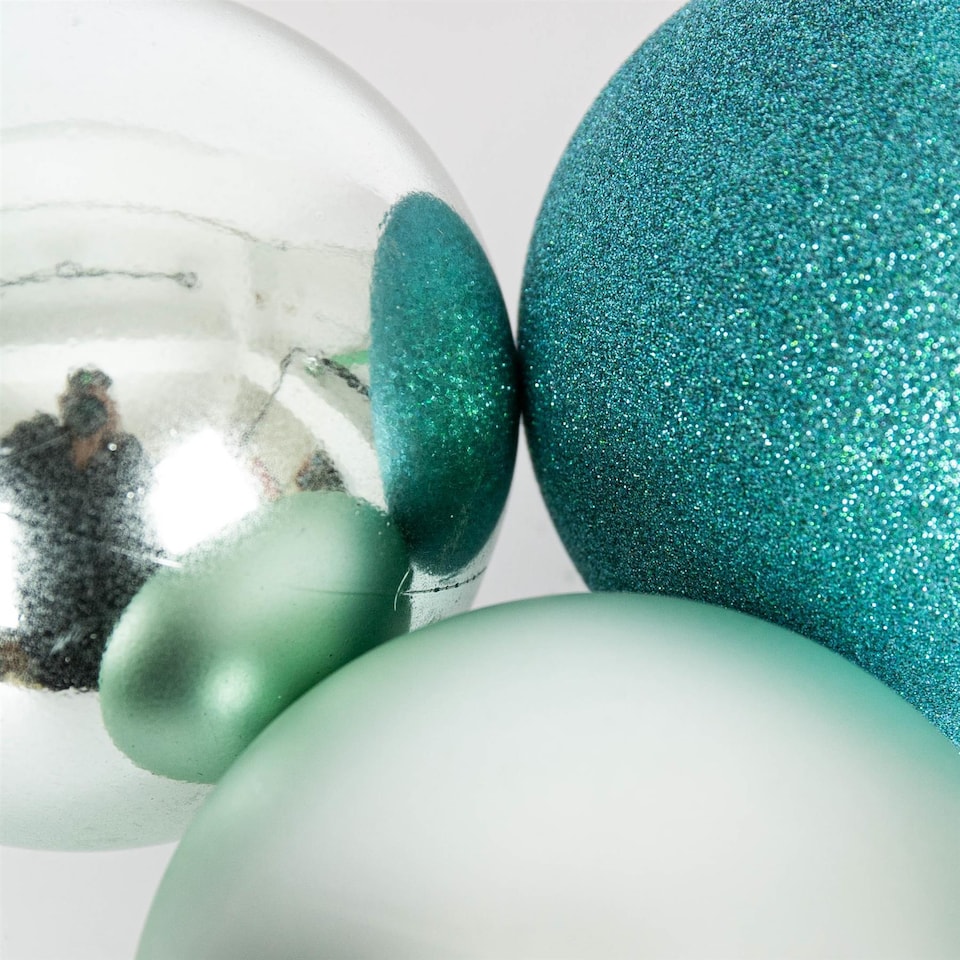 image 1 of Christmas Baubles Shatterproof Turquoise, xmas Tree Decorations Ornaments Balls Hanging Decorations -Shiny,Matte,Glitter,10cm/6Pcs