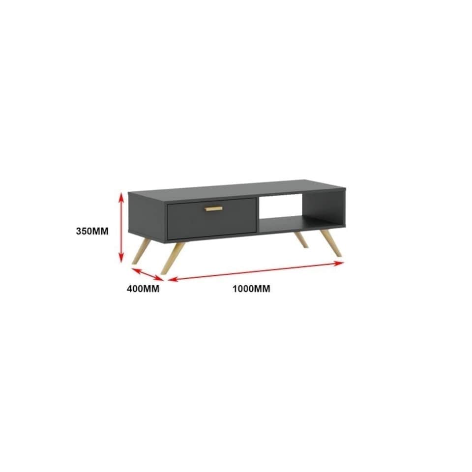 image 1 of Coffee Table - MFC/MDF - L40 x W100 x H35 cm - Dark Grey Grey