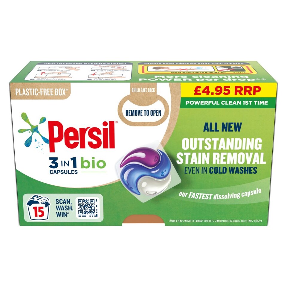 image 1 of Persil Capsules Bio 405g (Pack of 4)