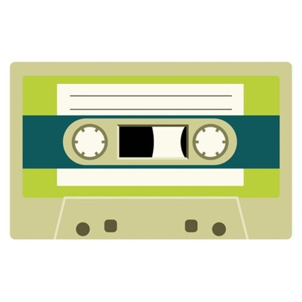 Neon Green Cassette Tape PVC Party Sign Decoration 37cm x 23cm