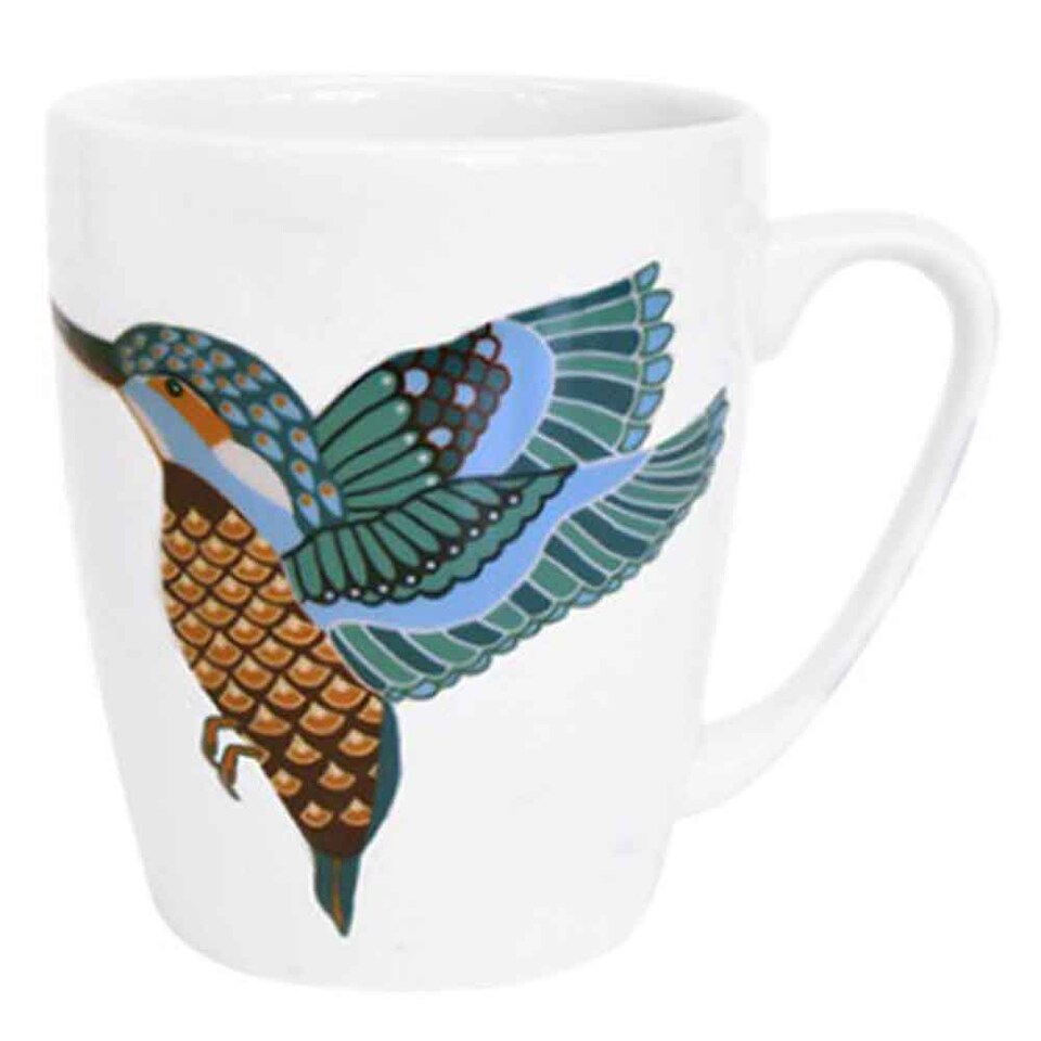 image 1 of Queens Paradise Birds Kingfisher Fine China 400ml Oak Mug | Multi | 1
