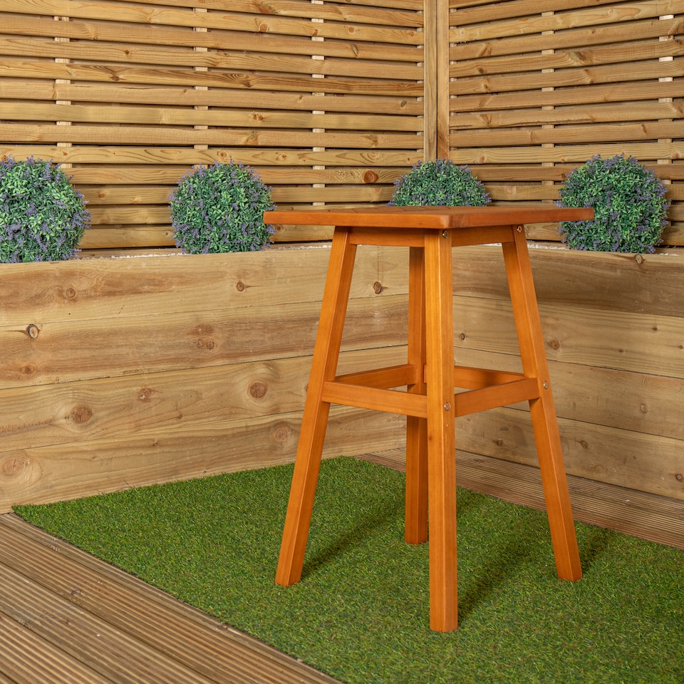 image 1 of Outdoor Wooden Garden Slatted Side Table with 2 Chairs