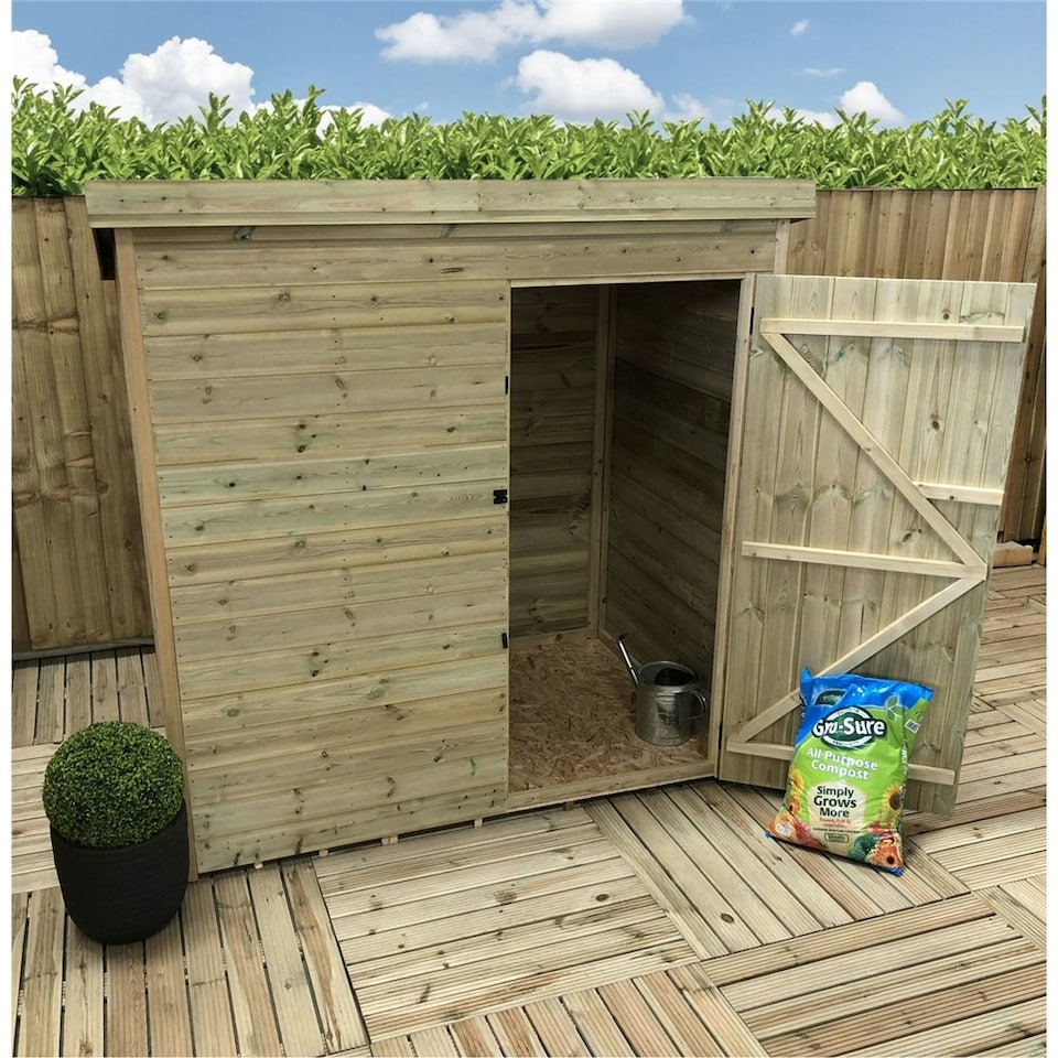image 1 of 4 x 3 WINDOWLESS Garden Shed Pressure Treated T&G PENT Wooden Garden Shed + Single Door (4' x 3' / 4ft x 3ft) (4x3)