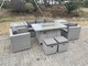 image 1 of Fimous Rattan Garden Furniture Set Gas Fire Pit Lounge Sofa Chair Dining Set With 2 Side Table And 2 PC Arm Chair 2 Stools