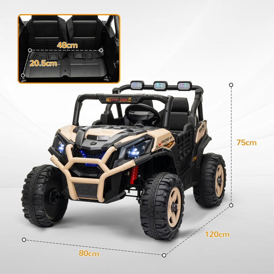 image 1 of AIYAPLAY 2 Seater 24V Kids Electric Car w/ Remote Control, Khaki