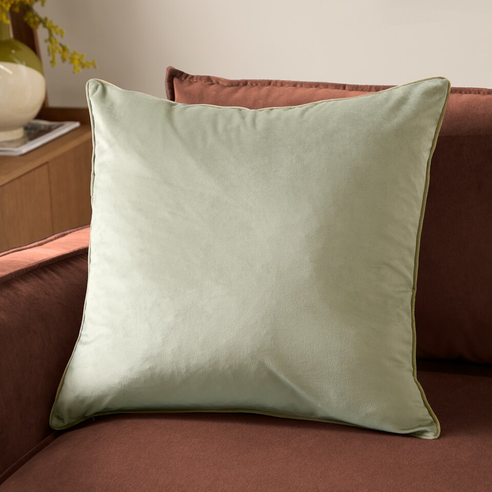 image 1 of Furn Meridian Velvet Cushion | Green | Sage/Green