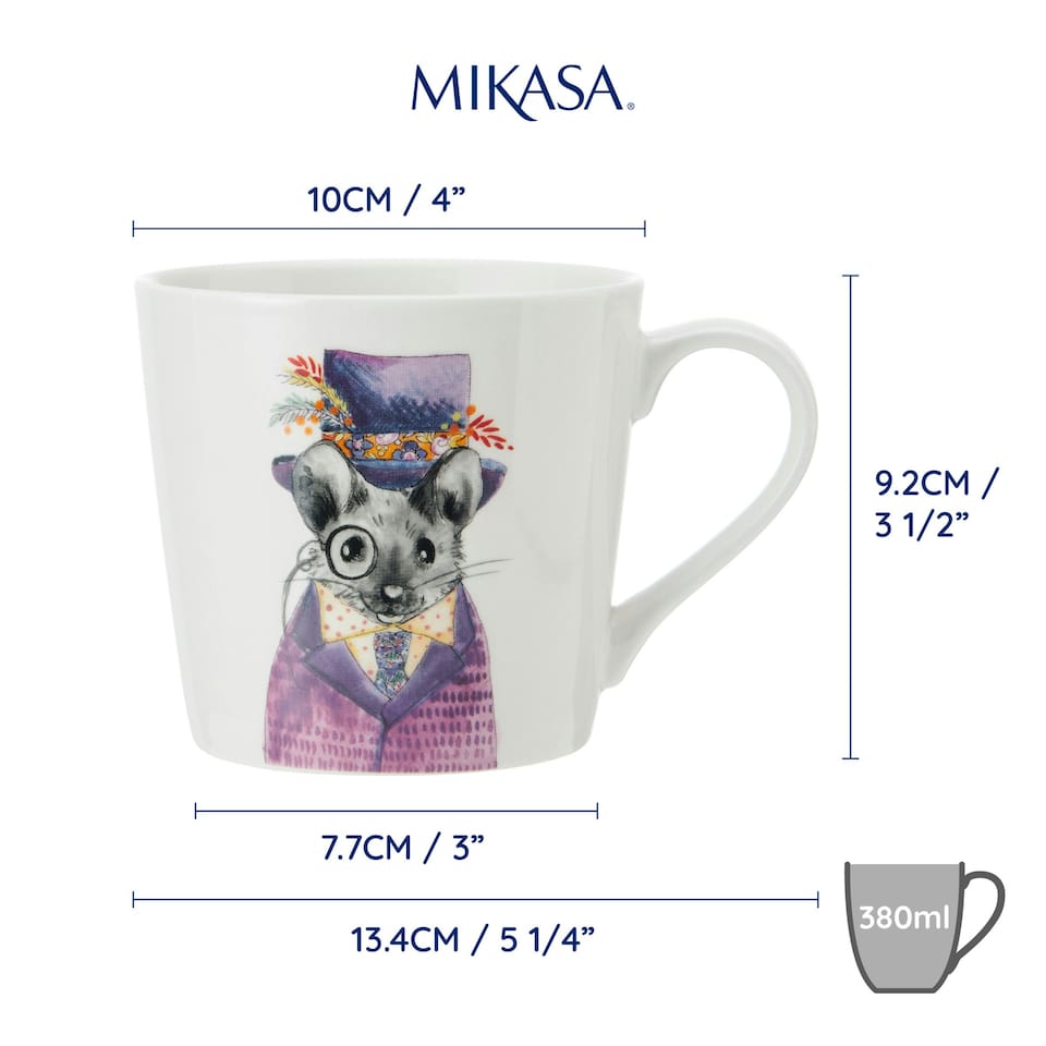 image 1 of Mikasa x Tipperleyhill Mouse Print Porcelain Mug, 380ml | White