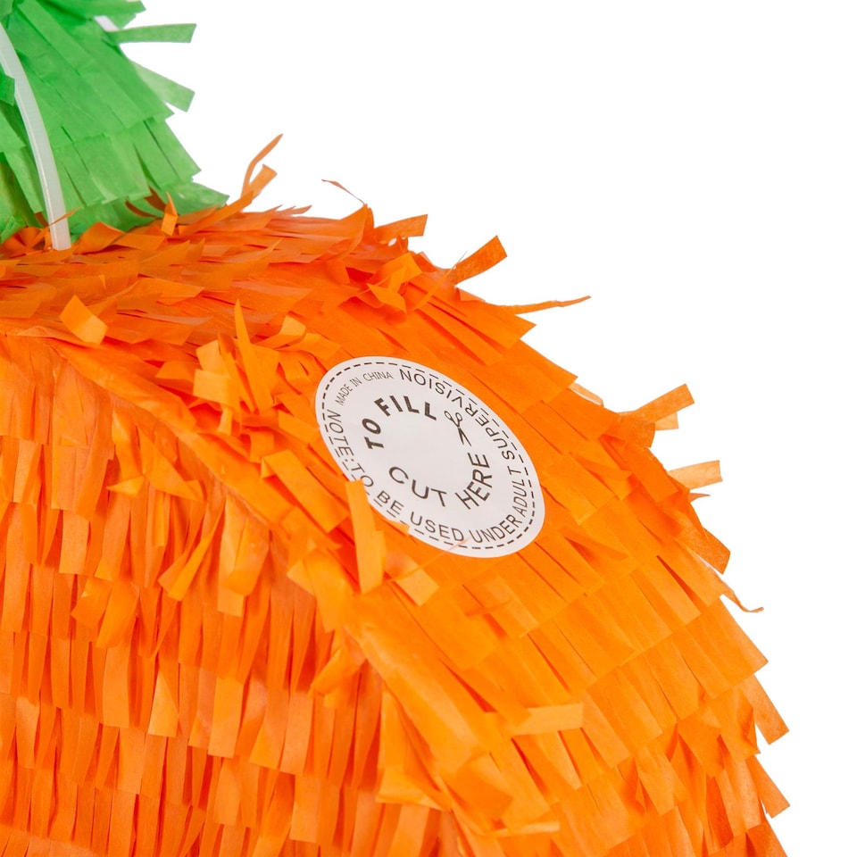 image 1 of Pinatas Halloween Pumpkin Cardboard Pinata, Stick and Blindfold Set - W35cm x D10cm x H35.5cm - Orange