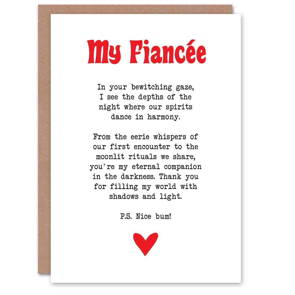 image 1 of Greeting Card Love Poem Goth Fiancée Romantic Poetry Valentine's Day