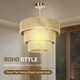 image 8 of HOMCOM Boho Hemp Rope Pendant Light, Ceiling Light for Bedroom, Light Brown