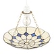 image 3 of Classic Amber Stained Glass Tiffany Pendant Shade with Purple Diamonds