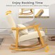 image 6 of COSTWAY Upholstered Rocking Chair Modern Rocker Wood Frame Beige White