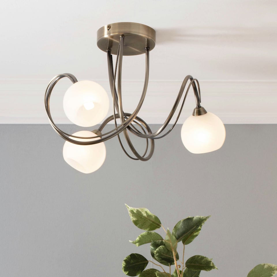 image 1 of BHS Soni 3 Light Flush Ceiling Light | Bronze | Antique Brass | 1