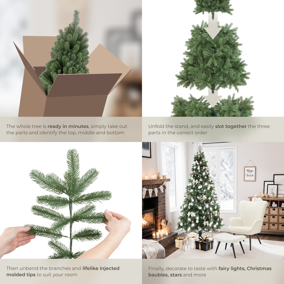 image 1 of Christmas Tree Prancer - artificial in green, injection moulded needles | Green | green | 7.5ft | 1