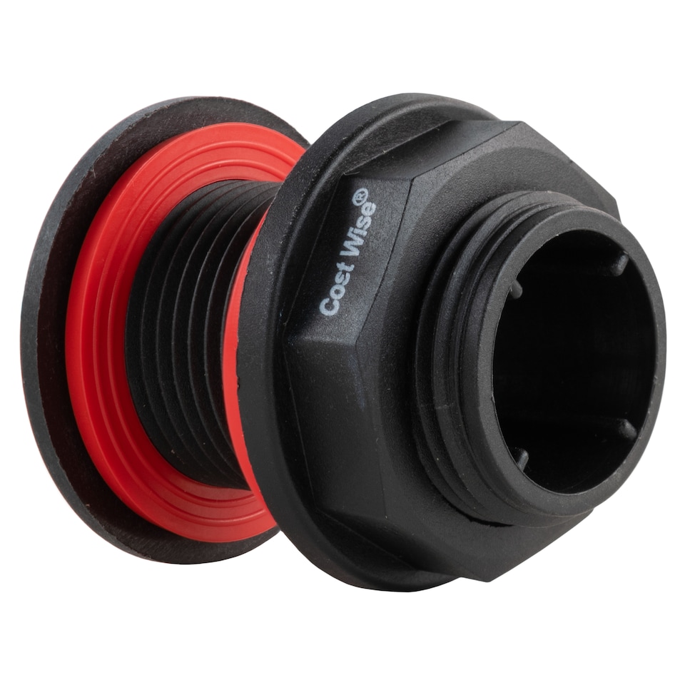 image 1 of 1" BSP Male Bulkhead Drain Plug Plastic Includes 2 Nylon Washers and Locking Nut